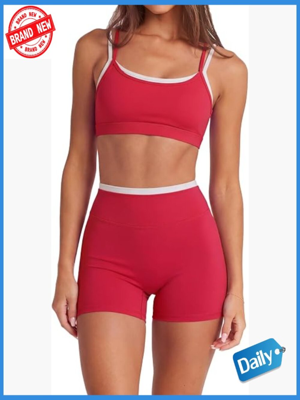 Women's 2 Piece Workout Sets Padded Spaghetti Strap Camis High Waist Biker